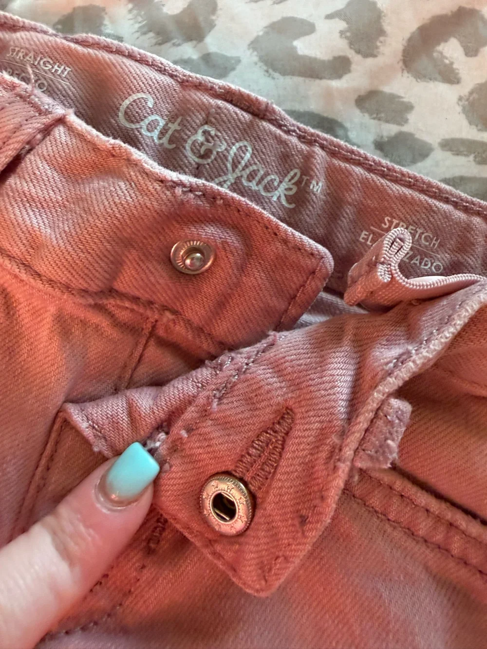 Cat and Jack Girls' Washed Pink Distressed Denim Jeans